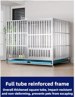 Niches pliables en acier inoxydable pour chiens, avec cadre en fer, 95*63.5*74cm, assemblage facile, plateau en plastique robuste inclus, bouton-pression pour la fermeture de la boîte