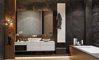 Ensemble de meubles de salle de bain bleu personnalisé, moderne, en acier inoxydable, résistant à l'eau, durable et écologique, avec miroir, armoire et lavabo