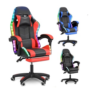 CA envío <span class=keywords><strong>gratis</strong></span> Silla <span class=keywords><strong>de</strong></span> juegos con altavoz Bluetooth y luz Led Rgb silla ergonómica <span class=keywords><strong>de</strong></span> masaje <span class=keywords><strong>para</strong></span> juegos <span class=keywords><strong>de</strong></span> ordenador con reposapiés - Product Image 1