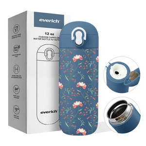 Logo personnalisé et couleur 430ml 350ml isolé en acier inoxydable 304 flacon étanche bouteille d'eau avec couvercle ouvert à une touche - Product Image 1