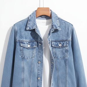 แจ็กเก็ตยีนส์สำหรับผู้ชายทรงโอเวอร์ไซซ์สไตล์สปอร์ตปรับแต่งได้ - Product Image 1