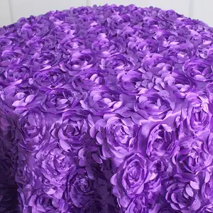 ผ้าปูโต๊ะงานแต่งงานลายกุหลาบสีม่วงผ้าคลุมโต๊ะลายดอกไม้สำหรับงานเลี้ยง