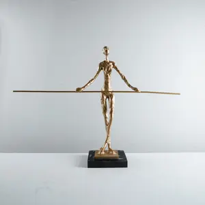 Abstract Interieur Sport Gymnastiek Figuur Standbeeld Gegoten Aluminium Atleten Vorm Metalen Sculptuur Voor Home Decor