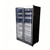 Réfrigérateur vertical à double porte vitrée pour supermarché, restauration et stockage de boissons