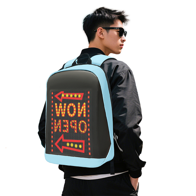 Smart LED Display Backpack with Cotton Lining Programmable School Bag with Digital Screens Zipper Closure Type