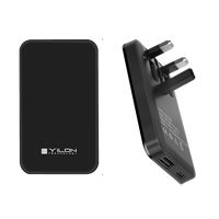 Cargador de Pared USB Ultra Delgado de 12 mm con Enchufe Plegable, Doble Puerto USB-A + Tipo-C, Carga Rápida, Cargador de Viaje para Dispositivos Móviles