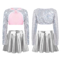 Ensemble de vêtements d'entraînement pour enfants 6-14 3 pièces pour enfants Sequin Girls Sublimation Internship Jazz Dance Costumes Stage Performance Wear