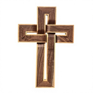 Escultura de Cruz de Madera para Pared, Arte Religioso Decorativo, Diseño Rústico para Decoración del Hogar, Sala de Estar, Navidad, Año Nuevo, Nacimiento de Bebé, Lavable - Product Image 3