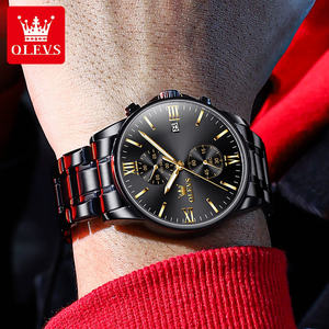 2886 New Fashion Factory Custom <b>Black</b> <b>Watch</b> Luxury Chronograph High Quality Stainless Steel Custom Logo Oem Quartz <b>Watch</b> - Product Image 4