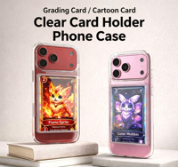 Coque de téléphone transparente avec fenêtre pour cartes TCG pour iPhone 18 17 Pro Max avec pochette de protection antichoc