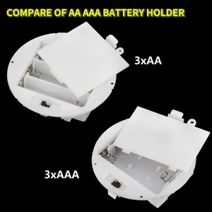 Plastic Housing Panel Mount Round Battery Holder White 3 AA Battery Holder Case With ON OFF Switch And Cover