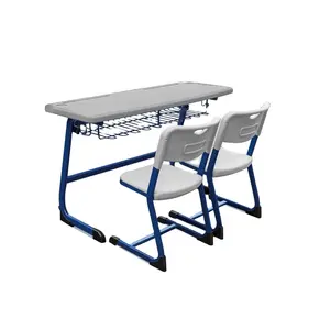 High quality two person desks and chairs made of environmentally friendly materials for school