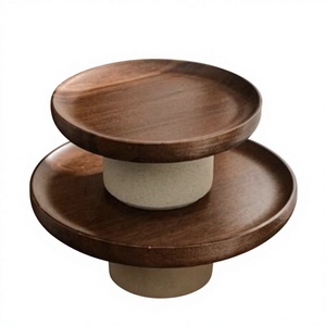 <b>Wooden</b> Cake <b>Stand</b> Round Wood Pedestal Pastry <b>Cupcake</b> Dessert Display Platter Bakery Buffet Server Decor - Product Image 1