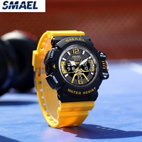 Montre sport numérique de luxe SMAEL 8065, chronomètre, bracelet en silicone lumineux, mouvement à quartz japonais, résistance à l'eau 50 bars, pour l'extérieur