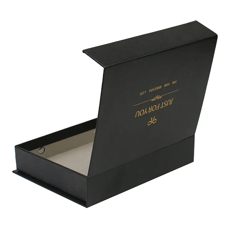 Custom Luxury Cardboard Box Design Logo Packaging Black Magnetic Folding Gift Box