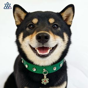 Pet <b>Dog</b> <b>Collar</b> PU Leather Yellow Jeweled Christmas Pendant Small Breed Winter Solid Color - Product Image 3