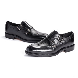 Zapatos Monk Strap Negros para Hombre, de Cuero Genuino, Estilo Boda, Cierre de Hebilla, Suela de Goma, para Todas las Temporadas, Estilo Casual - Product Image 6