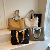 Sac fourre-tout en toile minimaliste de style japonais pour femmes, nouvelle arrivée 2025, tendance, décontracté, pour les trajets quotidiens, grande capacité