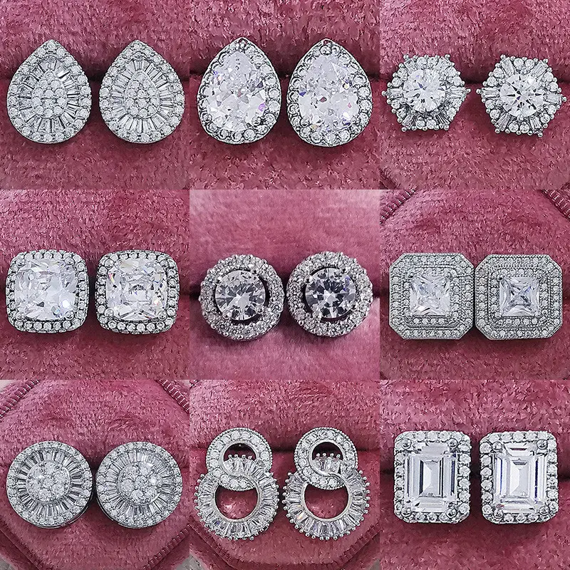 Mix Items Bieden Hoge Kwaliteit Zilver Zirkoon Diamant Kristal Oorbellen Studs Diamant Groothandel Ns93165