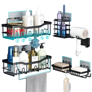 Organizador de Baño Flotante Autoadhesivo de Esquina, 2/3/4/5/6 Unidades, 24Hocl, Estantes para <span class=keywords><strong>Ducha</strong></span> <span class=keywords><strong>sin</strong></span> Taladrar, Precio Bajo - Product Image 5