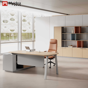 <span class=keywords><strong>Myidea</strong></span> Bureau de direction en L en bois massif avec sous-armoire et plusieurs pieds en acier pour immeuble de bureaux - Product Image 3