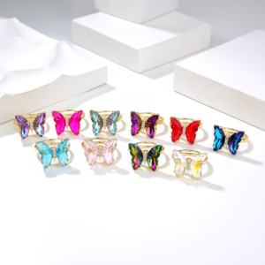 TikTok moda takı Fidget döndür yüzük halkası döner ayarlanabilir kelebek Fidget yüzük kız için - Product Image 1