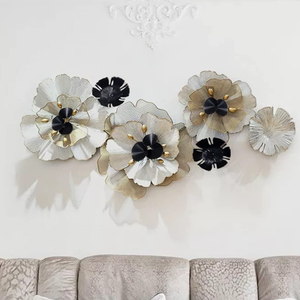 Art mural en métal fantaisie florale en fer forgé fleur tenture murale salon mode maison ornements créatifs - Product Image 4