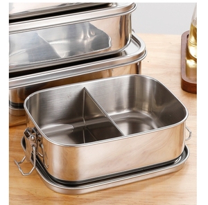 Portable <b>Lunch</b> <b>Box</b> One <b>Compartment</b> 2 <b>Compartments</b> 3 <b>Compartments</b> Stainless Steel Mess Tin with 2 Clasp Locks - Product Image 4