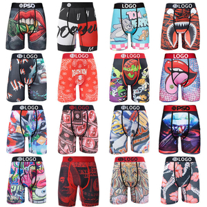 Caleçons Boxers <span class=keywords><strong>Homme</strong></span> Tricotés Respirants à Taille Mi-Haute, Imprimé Dessin Animé, Séchage Rapide, Effet Ventre Plat, Longueur Étendue, Sous-vêtements de Sport et Fitness - Product Image 1