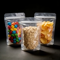 Sachet Doypack Transparent Durable en PET/PE avec Fermeture Éclair à Scellage Ferme pour Emballage Alimentaire et de Snacks, Sac d'Emballage Refermable