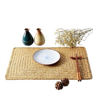 Japanese Style Rectangular Woven Bamboo Eco-Friendly Reversible <b>Placemats</b> Farmhouse Rustic Coasters Wipeable Table Pads - Product Image 2