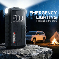 C2 Rechargeable Car & Motorcycle Jump Starter Tire Inflator 3-150PSI 6000mAh Portable Power Bank Digital Display LED Lighting