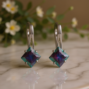 ต่างหูคริสตัลทรงหยดน้ำ NimAmiello ดีไซน์ทรงเรขาคณิต ตัวเรือนเงิน สำหรับผู้หญิง สวมใส่ได้ทุกวัน - Product Image 2