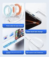 Câble de charge rapide 100W Type-C avec gaine tressée en silicone souple pour iPhone 15/16/17 Pro Max