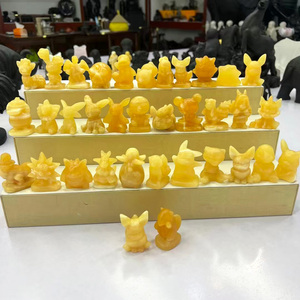 Hot Sales Natural Rose Quartz <strong>Pokemons</strong> Carvings Healing Stones Lepidolite Gengar Yellow Calcite Pikachu Carving for Gifts - Product Image 5