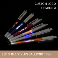 Stylo publicitaire personnalisé avec logo lumineux LED, 3 en 1, stylet, stylo à bille avec logo gravé au laser