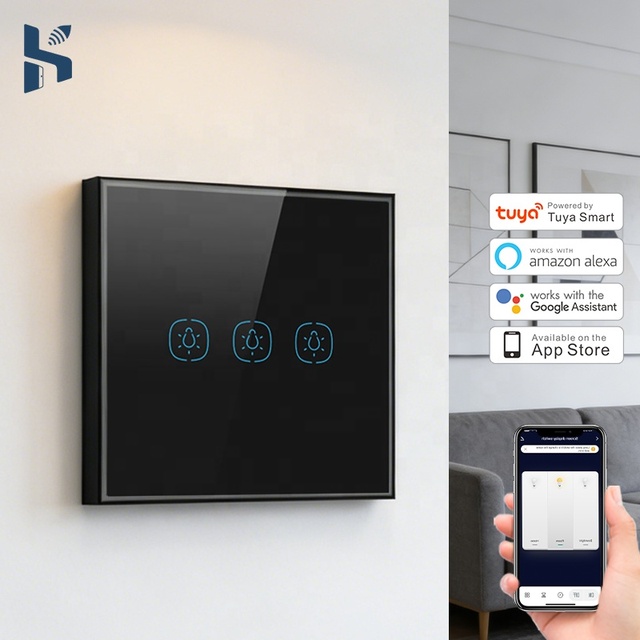 No Neutral Smart Light Switch WiFi 3 Way Control Wall Switch Tuya Smart Life App Compatible Home Automation