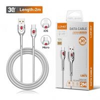 LDNIO LS872 kabel data portabel, kabel USB pengisian daya Cepat 3A cocok untuk ponsel