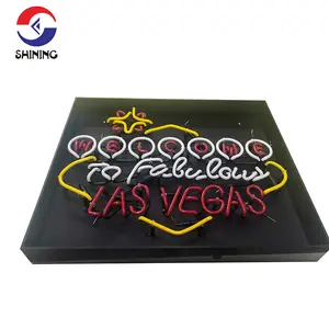 SHINING Welcome to Fabulous Las Vegas Glass Tube Neon Sign Custom Led Light Sign Electronic Signs