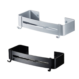 Étagère de rangement rectangulaire en aluminium Saint Ruijia, 1 niveau, noire, à fixer au mur de la salle de bain, pour porte-papier toilette - Product Image 1