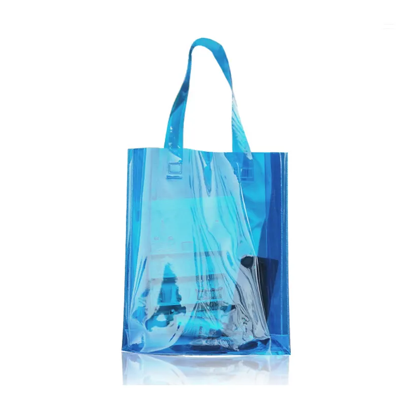 卸売防水透明ホログラフィックショッピングバッグレーザーショルダーバッグホログラム虹色PVCトートバッグ