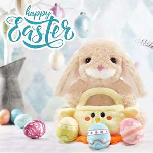 ตะกร้ากระต่ายอีสเตอร์ ตุ๊กตากระต่ายน่ารัก ของเล่นสัตว์ กระเป๋าใส่ของขวัญเทศกาลอีสเตอร์ สำหรับเด็ก - Product Image 4