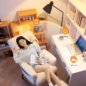 Kursi kantor kulit PU desain Modern, dudukan sandaran ergonomis, penggunaan rumah <span class=keywords><strong>Sofa</strong></span> malas untuk duduk panjang dan lelah - Product Image 2