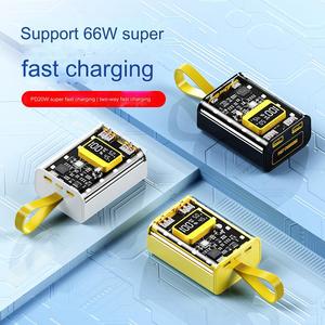HDL OEM Diseño transparente Banco de energía 20000mAh Cable incorporado LED Carga rápida Banco de energía Cargador portátil para <span class=keywords><strong>iPhone</strong></span> - Product Image 3