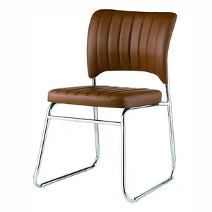Son tasarım ticari mobilya siyah deri yumuşak arka metal bacaklar kol dayama olmadan ofis koltuğu
