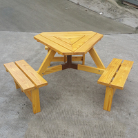 Nouveau Triangle Table Ensemble Table En Bois Table De Pique-Nique En Plein Air avec Bancs Trois Chaises En Bois Jardin Rue Mobilier Café Bureaux Chaise