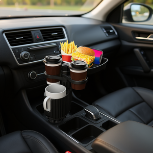 Support de tasse de voiture 4 en 1 détachable et extensible, plateau rotatif à 360 degrés, organisateur universel en ABS durable pour l'intérieur du véhicule - Product Image 2