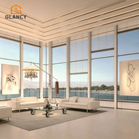 Fenêtre en aluminium à verre Low-E fixe moderne, grande fenêtre panoramique, résistante aux intempéries et insonorisée, pour maison et villa sur mesure
