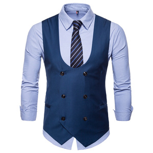Automne et hiver nouveau <span class=keywords><strong>Double</strong></span> <span class=keywords><strong>boutonnage</strong></span> hommes <span class=keywords><strong>costume</strong></span> décontracté <span class=keywords><strong>gilet</strong></span> EBay vente en gros Y mode européenne Slim Fit <span class=keywords><strong>gilet</strong></span> - Product Image 3
