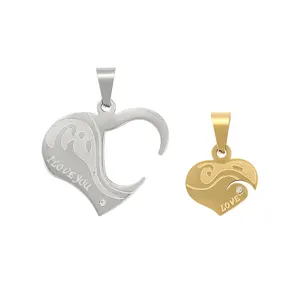 35280 xuping couple fashion jewelry stainless steel multi gold color heart style pendant